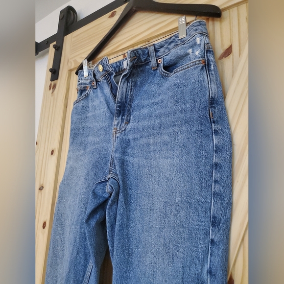 Topshop High Rise Mom Jeans Mid-Blue Wash Size W30 L32 - Picture 4 of 9